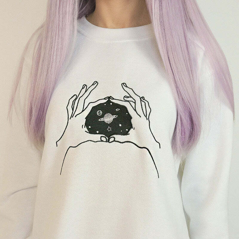 youthful inner space graphic sweatshirt   trendy & cosmic 6524