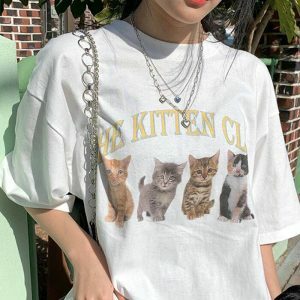 youthful kitten club t shirt   chic & urban style essential 4347