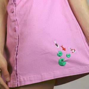 youthful koi fish embroidered skirt streetwear elegance 4349