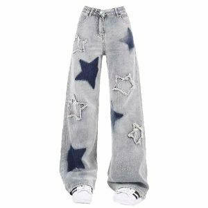 youthful light blue star jeans   trendy & streetwise 6429