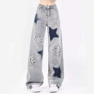 youthful light blue star jeans   trendy & streetwise 7466