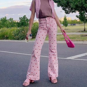 youthful love bites flare trousers   chic & retro streetwear 3992