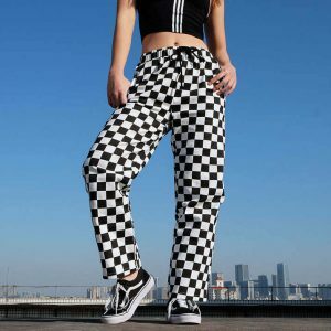 youthful lydia checkered pants   retro vibe & street chic 5262
