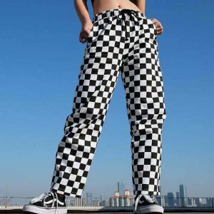 youthful lydia checkered pants   retro vibe & street chic 8491