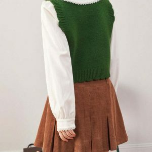 youthful mushroom aesthetic knit vest   trendy & crafted 3905