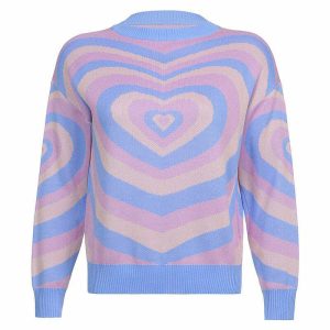 youthful pastel heart sweater   chic & cozy streetwear 1368