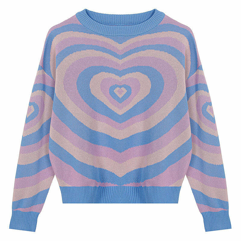 youthful pastel heart sweater   chic & cozy streetwear 5794