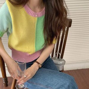 youthful pastel knit top candy fairy chic design 4181