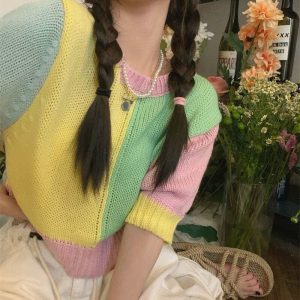 youthful pastel knit top candy fairy chic design 4593
