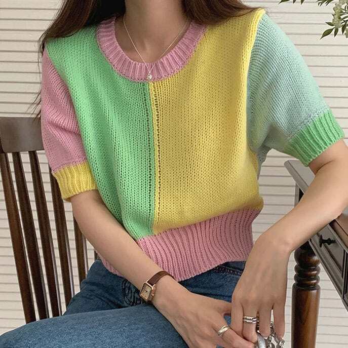 youthful pastel knit top candy fairy chic design 7590