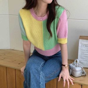 youthful pastel knit top candy fairy chic design 7904