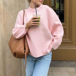 youthful pastel pink sweater oversized & chic comfort 1757