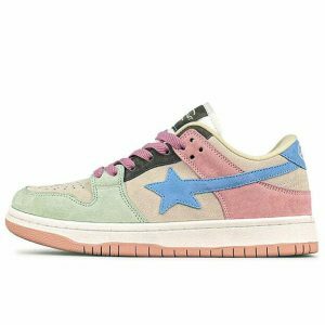 youthful pastel star sneakers color block & dynamic style 7842