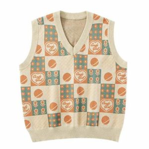 youthful patchwork knit vest soft girl aesthetic 2263