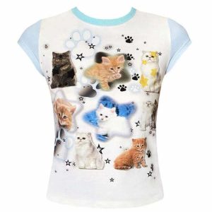 youthful paws crop top   chic & playful streetwear essential 2331