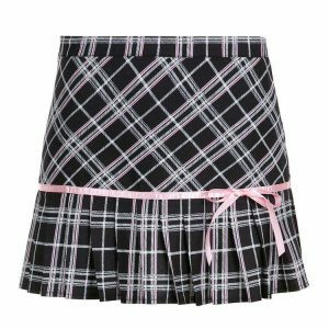 youthful plaid ribbon mini skirt coquette & chic style 8704