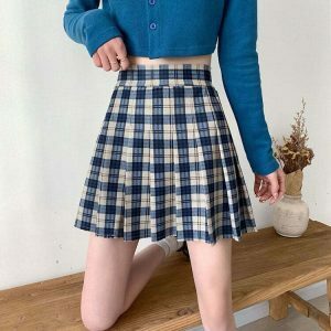 youthful plaid skirt perfect for campus style & comfort 2439