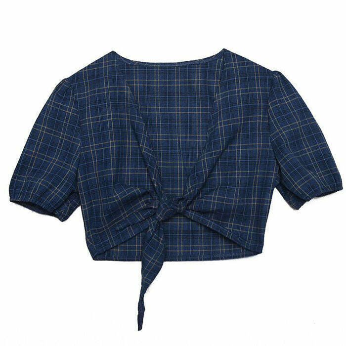 youthful plaid top perfect for skippin' school & streetwear 8303