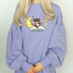 youthful psycho bear sweatshirt   edgy urban streetwear 1085