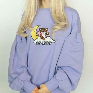 youthful psycho bear sweatshirt   edgy urban streetwear 2552