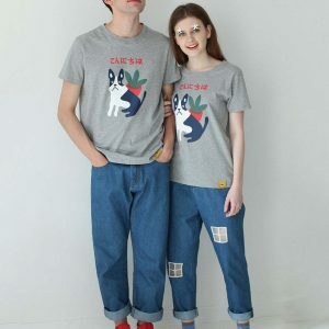 youthful pup print t shirt   chic & playful design 8386
