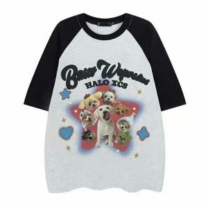 youthful puppy graphic tee oversized & trendy style 1071