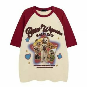 youthful puppy graphic tee oversized & trendy style 4273