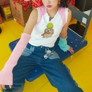 youthful puppy y2k tank top   retro vibes & streetwear chic 6069
