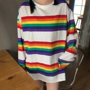 youthful rainbow connect long sleeve tee   streetwear icon 1232