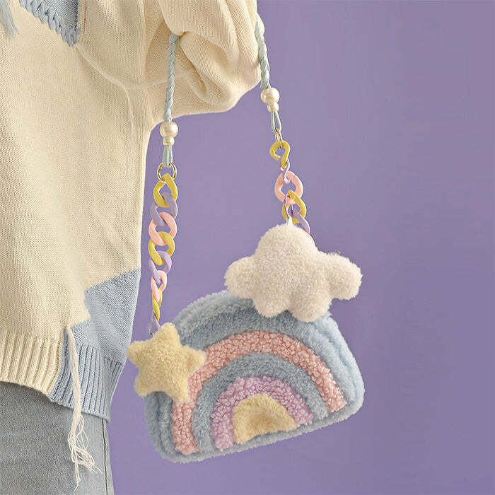youthful rainbow plush bag softgirl chic & vibrant 1135