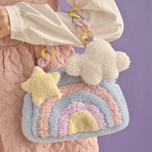 youthful rainbow plush bag softgirl chic & vibrant 5803