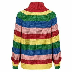 youthful roll neck rainbow jumper   colorful & chic 3099