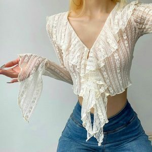 youthful ruffle lace top with portrait mode design 5999