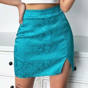 youthful satin skirt with missed calls print trendy & chic 8134