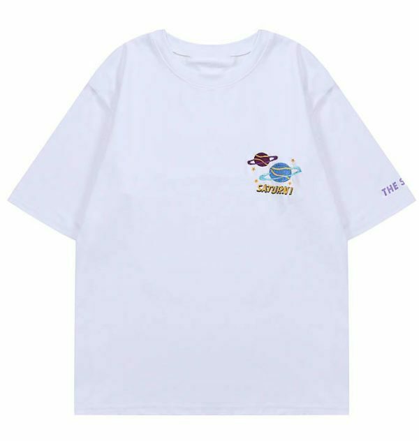 youthful saturn print t shirt   chic & cosmic style 1302