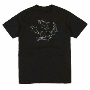 youthful shark embroidered tee   streetwear icon 6182