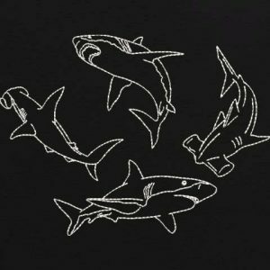 youthful shark embroidered tee   streetwear icon 8750