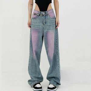 youthful skater girl wash jeans baggy & trendy fit 1424