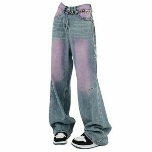 youthful skater girl wash jeans baggy & trendy fit 8044