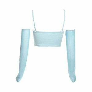 youthful sky blue set with top & gloves   trendy duo 4767