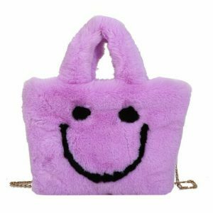 youthful smiley face fuzzy handbag   quirky & fun accessory 2013
