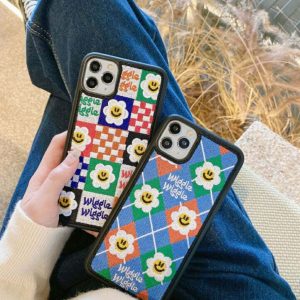 youthful smiley flower embroidery iphone case crafted design 7313