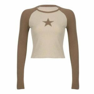 youthful star girl brown top long sleeve & chic appeal 8099