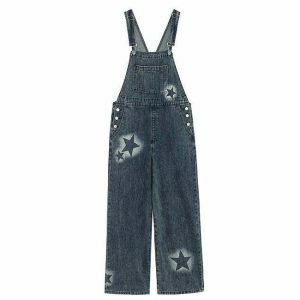 youthful star girl denim overalls chic & retro appeal 1778
