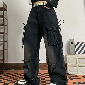 youthful star patch cargo jeans streetwear icon 6684