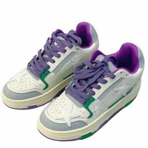 youthful star sneakers in white & purple aesthetic design 1440