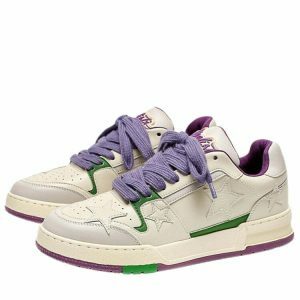 youthful star sneakers in white & purple aesthetic design 2173