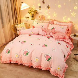 youthful strawberry aesthetic bedding set   sweet dreams 1960