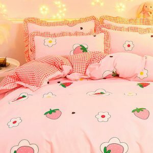 youthful strawberry aesthetic bedding set   sweet dreams 5670