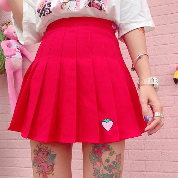 youthful strawberry mini skirt   chic & vibrant streetwear 5808